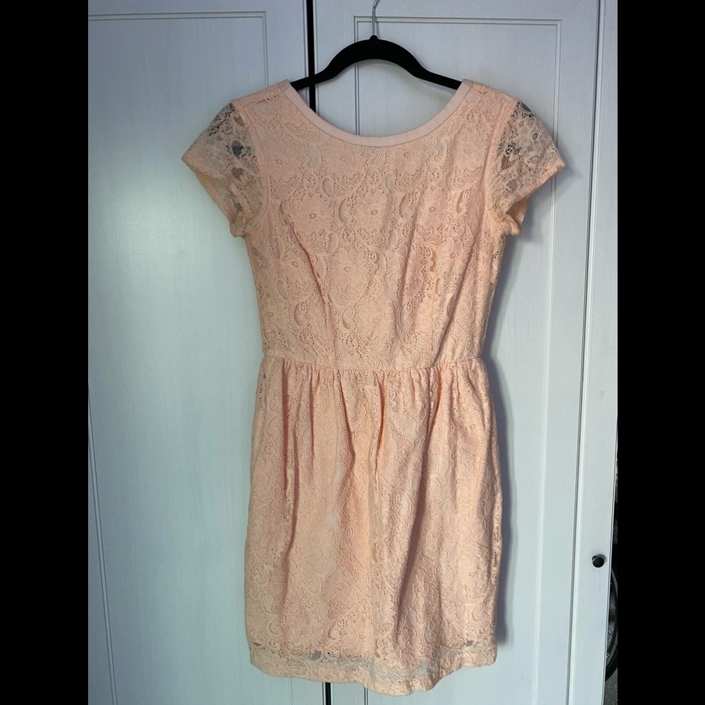 Blush pink lace dress